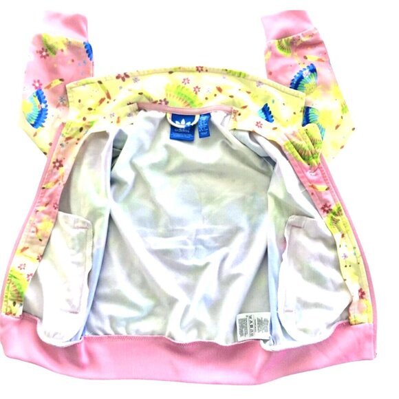 HTF Pattern Adidas Originals Pink Firebird Flower Trefoil Track Jacket Size 2T - Picture 5 of 8